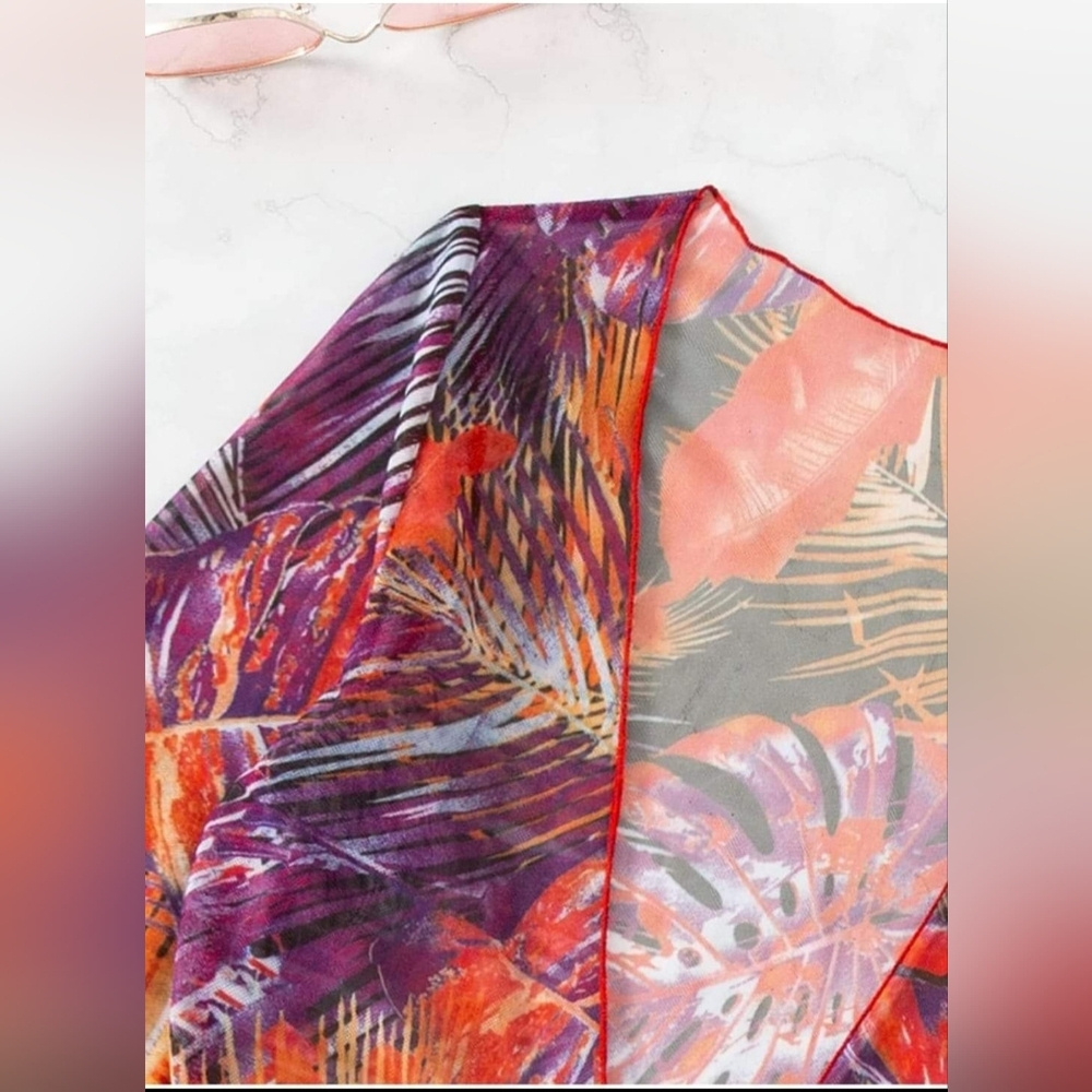 SOLY HUX Women Size M 3 Pc. Bikini & Coverup Set Multicolor Boho Tropical NWOT - Picture 4 of 5
